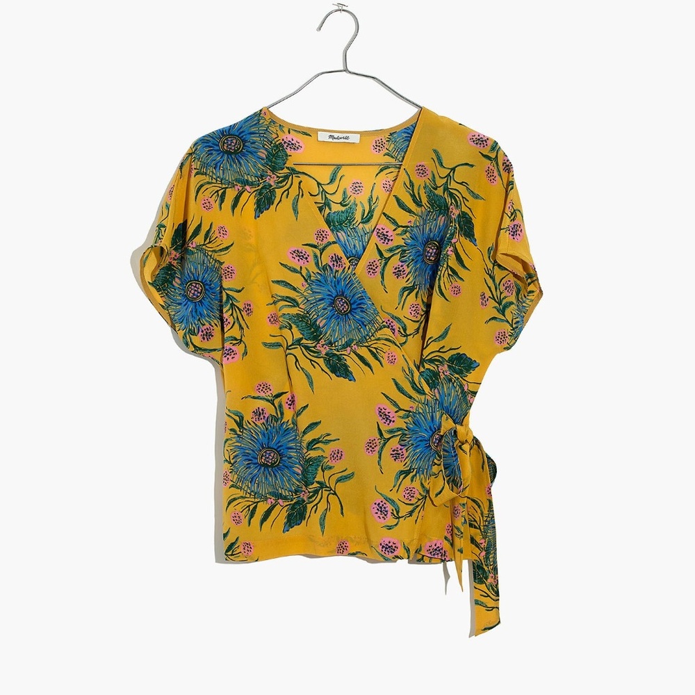 Madewell silk side-tie wrap top in Painted Blooms